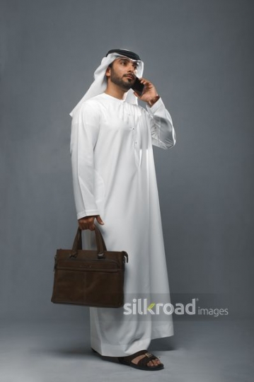 Middle Eastern man having a phone call|