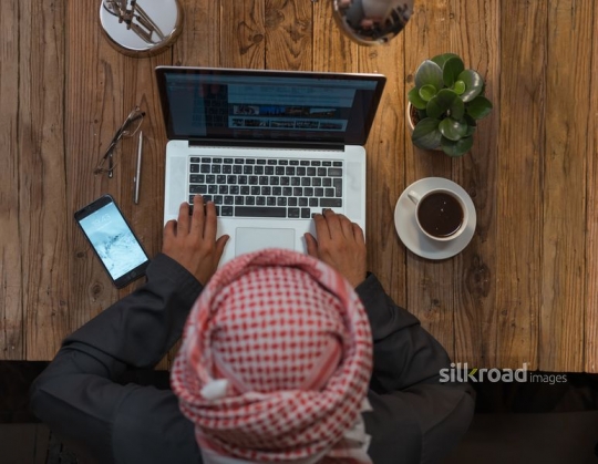 Businessman working on the laptop|