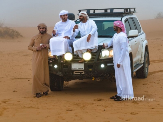 Friends gathering in the desert