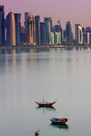 skyline of the new downtown district al dafna,qatar