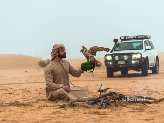 Man lifting falcon