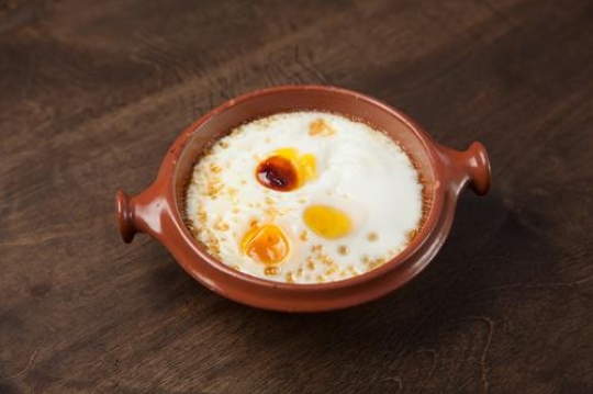 fried egg in a bowl for breakfast