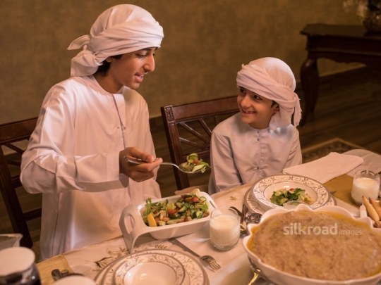 Brother having oriental salad|-