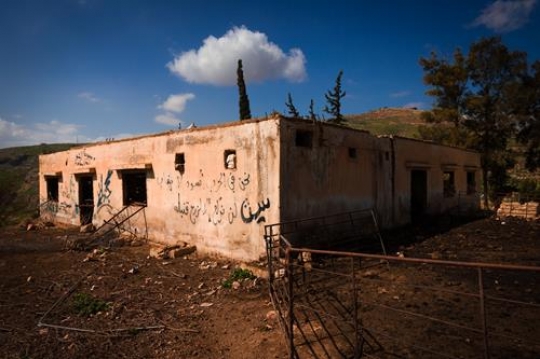 View of the town of Salt in Jordan, sheep barn