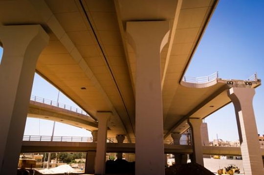 under a traffic bridge