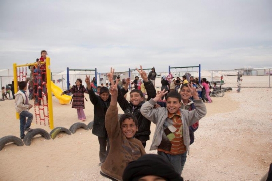 group of children from Zaatari refugee camp for Syrian refugees