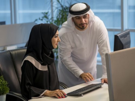 Arab business people working together at the office|