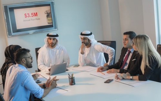 Successful business people during a meeting at the office|-
