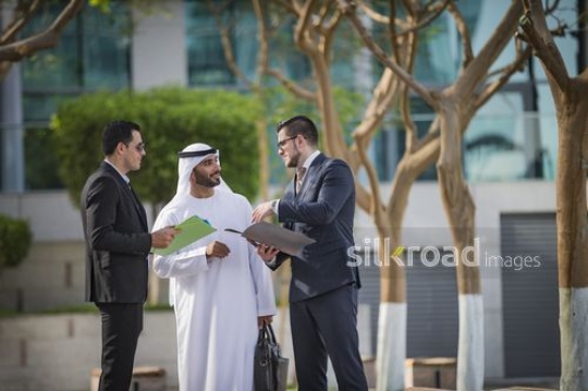 Western Businessman talking to his colleagues|-