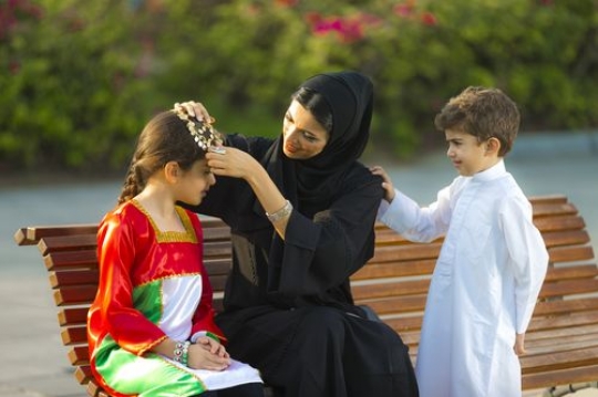 Family celebrating national day|-