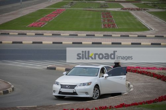 Middle Eastern Businesswoman getting out of the car|