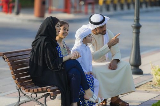 Middle eastern family spending time together|-