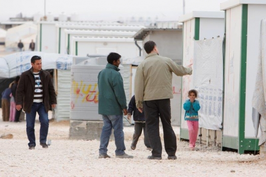 people in a refugee camp