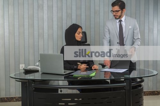 Middle Eastern Businessman having a meeting with the Business woman