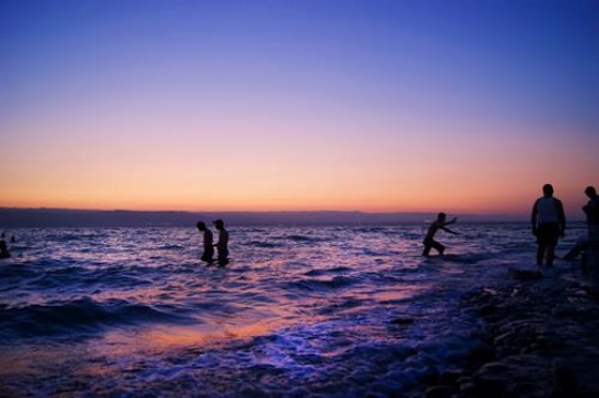 sunset at dead sea