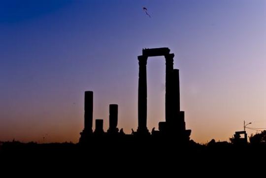 silhouette of ancient pillars
