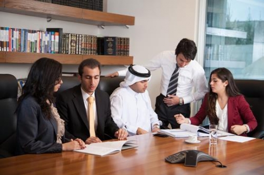 group of businesspeople having