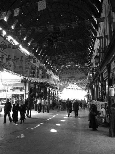 traditional market black and w