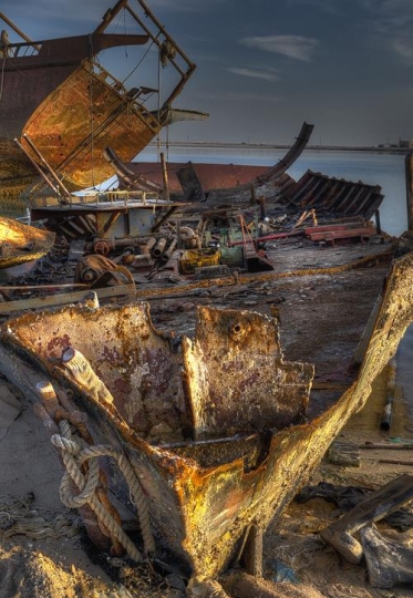 Wrecked Rusted Boat