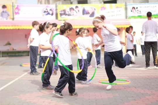 Playing in school gym