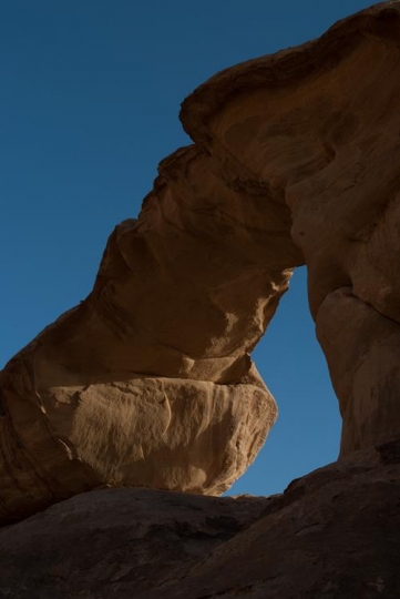sandstone bridge rock in wadi rum desert,Jordan