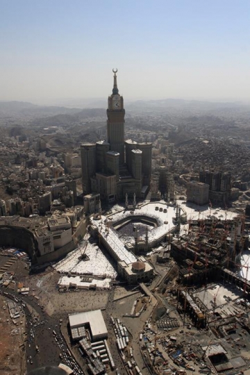 an aerial view of abraj al bait,royal clock tower makkah