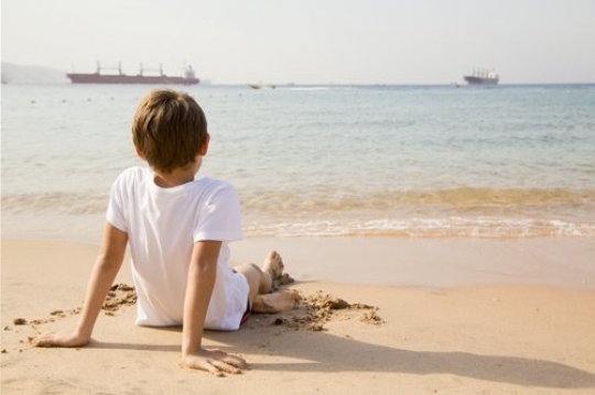 Boy Looking at the Red Sea of Aqaba