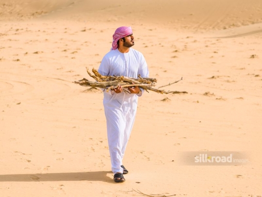 Man fetching wood