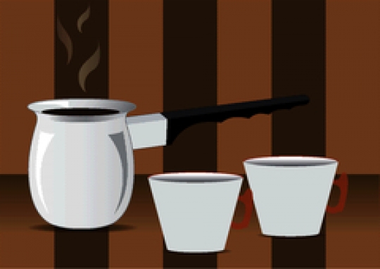 coffee pot and two cupps