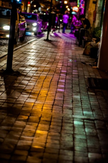 illuminated street at night