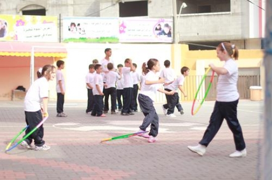 Playing in school gym