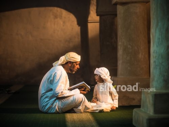Grandfather reciting qur'an for kid |-