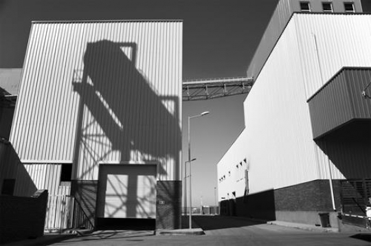 black and white image of warehouse in khartoum,sudan