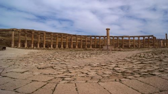oval plaza at jerash ruins,Jordan