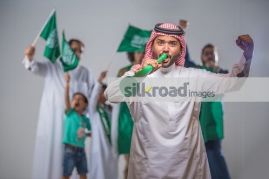 Group of family and friends representing their country|