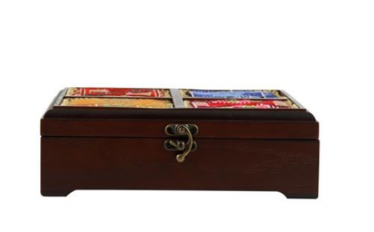 Wooden Box With Coloured Embroidery on the top