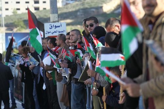 palestinian during a rally to support prisoners in israeli jail whith their hunger strike 